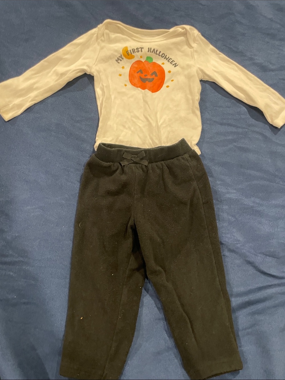Old Navy Cream Pumpkin "My First Halloween" Top with Black Pants